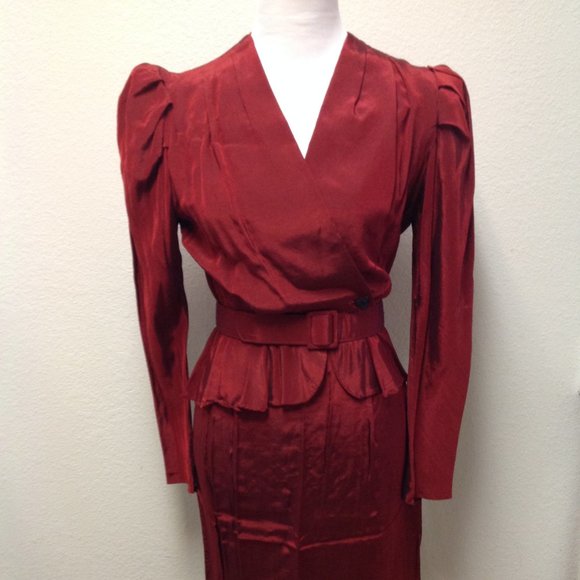 Vintage Classified 3 Piece Dynasty Style Burgundy Evening Dress Outfit  Sz 11/12 - Picture 1 of 11